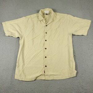 Tommy Bahama Shirt Mens Medium Yellow Hawaiian Button Up Short Sleeve *